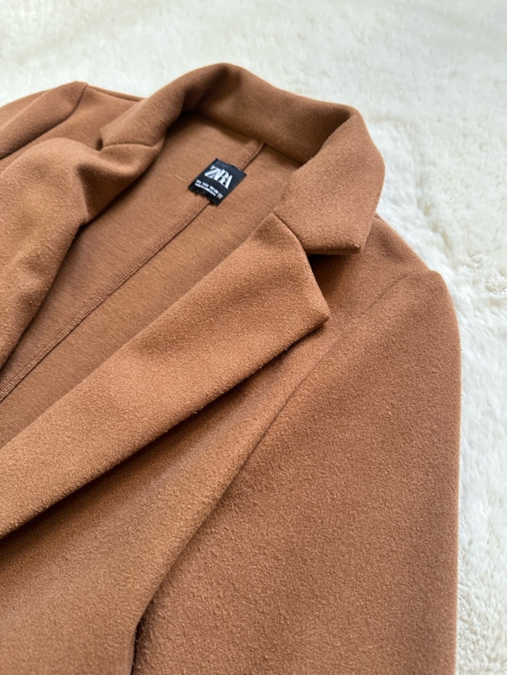 Zara Camel Open Long Coat S - Picture 3 of 7